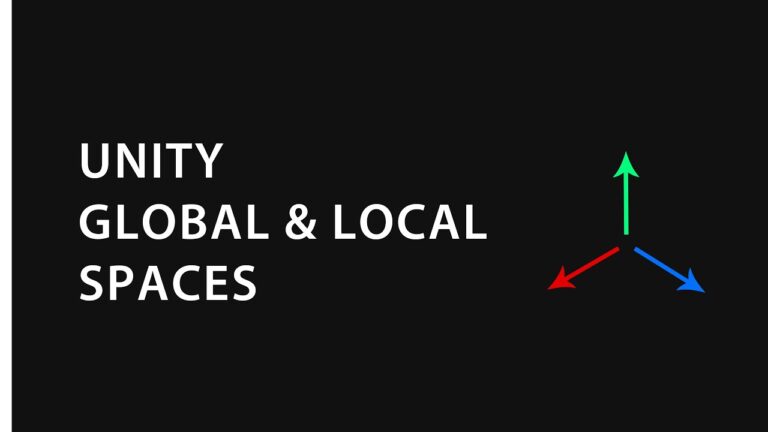 "unity espace global et local" écrit en anglais avec trois vecteurs à droite